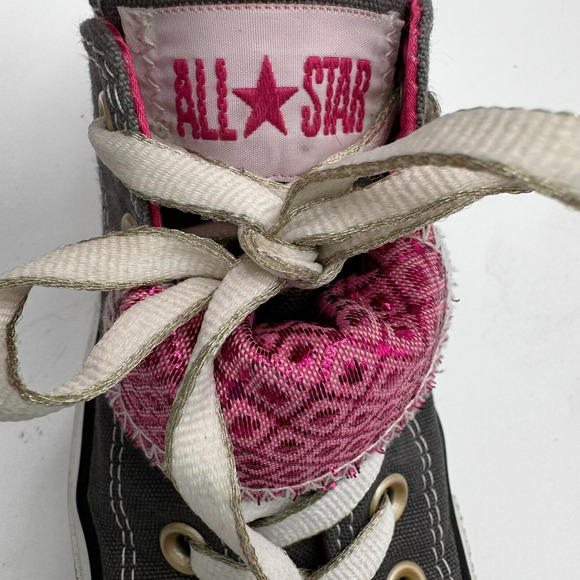 CONVERSE Womens 7 All Star Chuck Taylor Double Tongue Gray Pink Low Top Sneakers - Picture 5 of 7